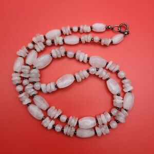 Bohemian Large White Quarz Natural Nugget Stone Shape Necklace